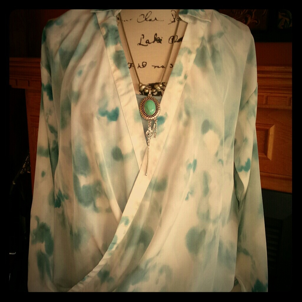 SVVW Tie-Dye Wrap Style Pullover Blouse